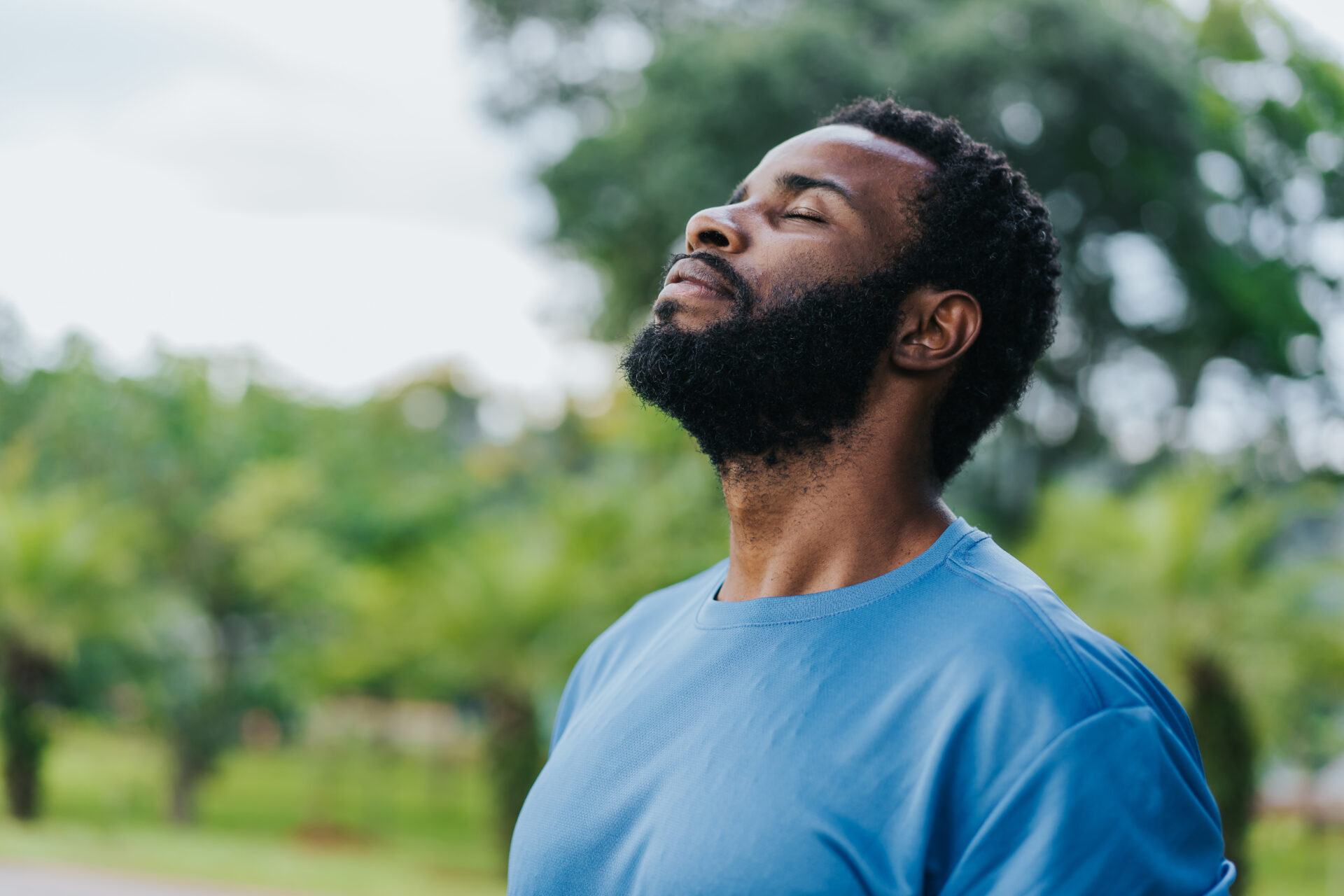 Person Breathing Fresh Air